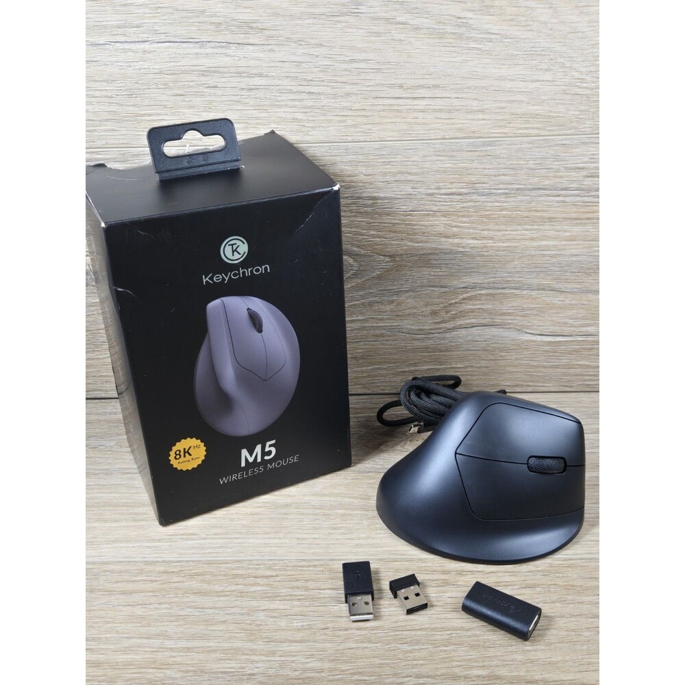 Keychron M5 Wireless Vertical Mouse Ergonomic Rechargeable 30000 DPI Black. New